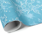 Sneeuwvlokken op Blue Sky Wrapping Paper Cadeaupapier (Rol Hoek)