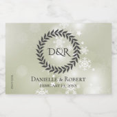 Sneeuwvlokken op Bord Sage Green Mini Sparkling Wijnetiket (Enkel label)