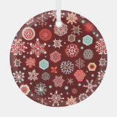 Sneeuwvlokken op Bourgogne Glas Ornament (Voorkant)