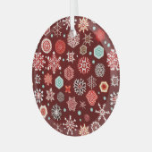 Sneeuwvlokken op Bourgogne Glas Ornament (Voorkant links)