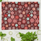 Sneeuwvlokken op Bourgogne Theedoek (Gevouwen)