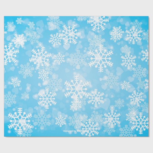Sneeuwvlokken op Bright Blue Cadeaupapier (Vlak)
