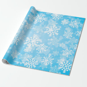 Sneeuwvlokken op Bright Blue Cadeaupapier