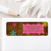 Sneeuwvlokken op bruine-retouradreslabels etiket (Insitu)