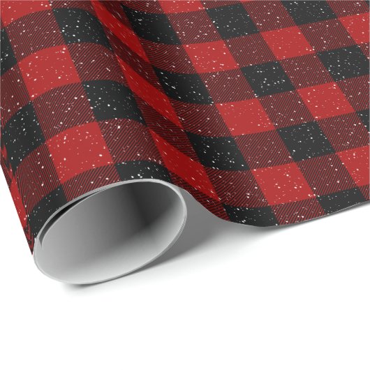 Sneeuwvlokken op Buffalo Plaid Cadeaupapier (Rol Hoek)