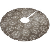 Sneeuwvlokken op Chocolate Brown Holiday Tree Rok Kerstboom Rok (Gekanteld)