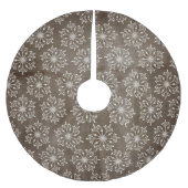 Sneeuwvlokken op Chocolate Brown Holiday Tree Rok Kerstboom Rok (Voorkant)