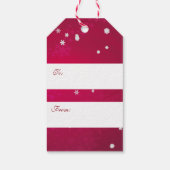 sneeuwvlokken op Christmas Red Cadeaulabel (Achterkant)