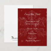 Sneeuwvlokken op Cranberry sparen de Datum kaart (Voorkant / Achterkant)