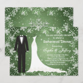 Sneeuwvlokken op de groene kerstrepetitie kaart (Voorkant / Achterkant)