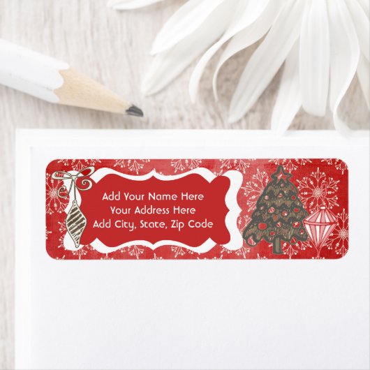 Sneeuwvlokken op de labels van het Red Holiday-adr (Insitu)