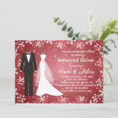 Sneeuwvlokken op de rode kerstrepetitie kaart (Staand voorkant)