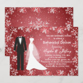 Sneeuwvlokken op de rode kerstrepetitie kaart (Voorkant / Achterkant)