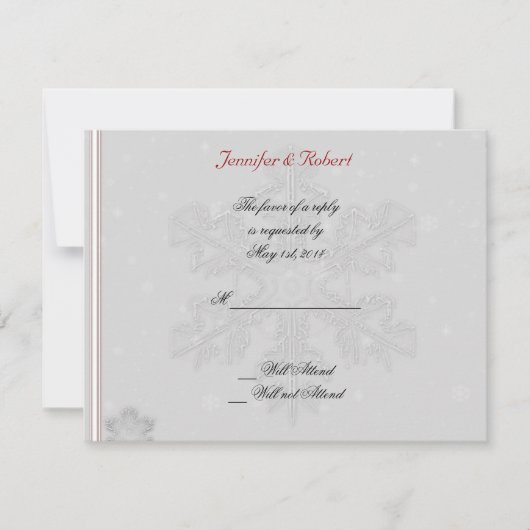 Sneeuwvlokken op de Silver Response-kaart RSVP Kaartje (Voorkant)