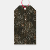 Sneeuwvlokken op donker hout cadeaulabel (Voorkant)