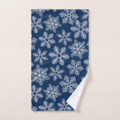 Sneeuwvlokken op donkerblauw bad handdoek (Handdoek)