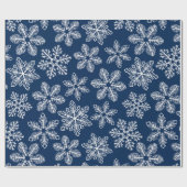 Sneeuwvlokken op donkerblauw cadeaupapier (Vlak)