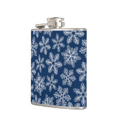 Sneeuwvlokken op donkerblauw heupfles (Links)