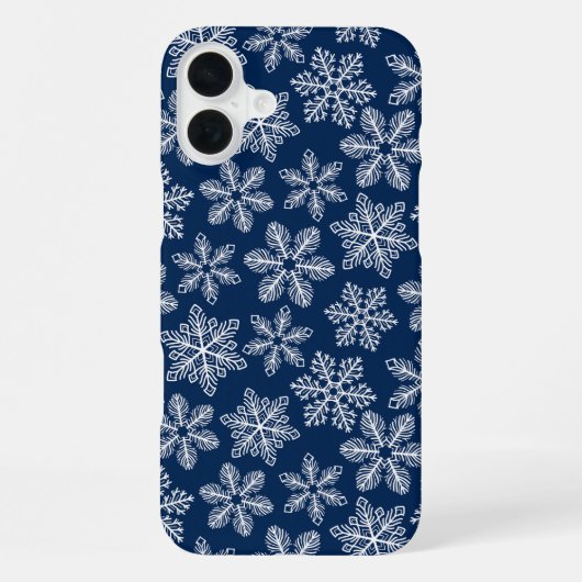 Sneeuwvlokken op donkerblauw iPhone hoesje (Achterkant)
