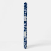 Sneeuwvlokken op donkerblauw iPhone hoesje (Rechterkant)
