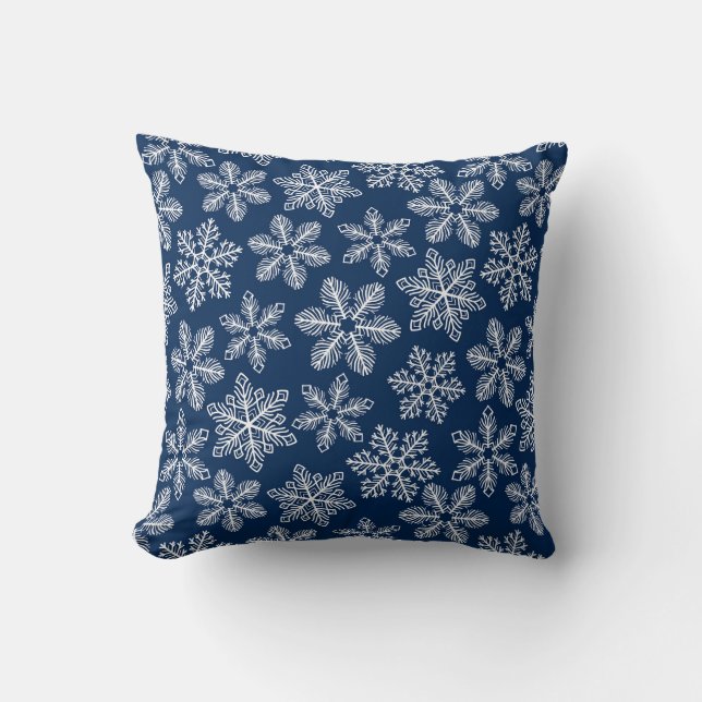 Sneeuwvlokken op donkerblauw kussen (Voorkant)