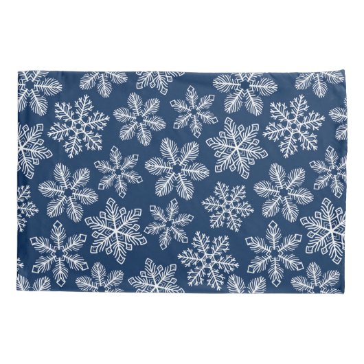 Sneeuwvlokken op donkerblauw kussensloop (Achterkant)