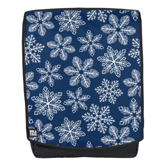 Sneeuwvlokken op donkerblauw rugtassen (Voorkant)