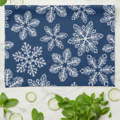 Sneeuwvlokken op donkerblauw theedoek (Gevouwen)