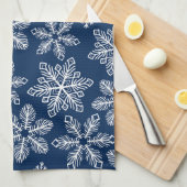 Sneeuwvlokken op donkerblauw theedoek (Quarter Fold)