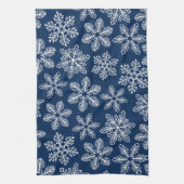Sneeuwvlokken op donkerblauw theedoek (Verticaal)