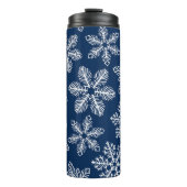 Sneeuwvlokken op donkerblauw thermosbeker (Voorkant)