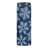 Sneeuwvlokken op donkerblauw thermosbeker (Achterkant)