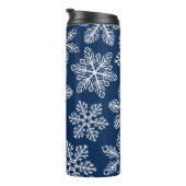 Sneeuwvlokken op donkerblauw thermosbeker (Geroteerd rechts)