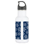 Sneeuwvlokken op donkerblauw waterfles  (Achterkant)
