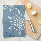 Sneeuwvlokken op een blauwe achtergrond theedoek (Quarter Fold)