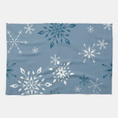 Sneeuwvlokken op een blauwe achtergrond theedoek (Horizontaal)