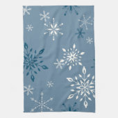 Sneeuwvlokken op een blauwe achtergrond theedoek (Verticaal)