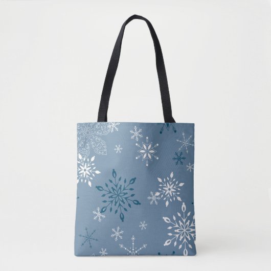 Sneeuwvlokken op een blauwe achtergrond tote bag (Voorkant)