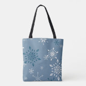 Sneeuwvlokken op een blauwe achtergrond tote bag (Achterkant)