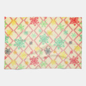 Sneeuwvlokken op een gele achtergrond met verloopv theedoek (Horizontaal)