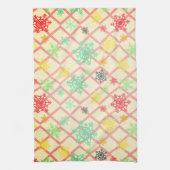 Sneeuwvlokken op een gele achtergrond met verloopv theedoek (Verticaal)