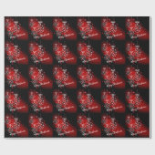 Sneeuwvlokken op een rode en zwarte achtergrond. cadeaupapier (Vlak)