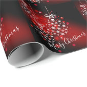 Sneeuwvlokken op een rode en zwarte achtergrond. cadeaupapier (Rol Hoek)