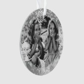 Sneeuwvlokken op familiefornament kerstversiering ornament (voorkant)