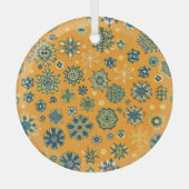  sneeuwvlokken op geel glas ornament (Voorkant)