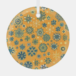 sneeuwvlokken op geel glas ornament