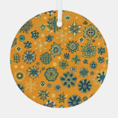  sneeuwvlokken op geel glas ornament (Achterkant)