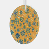  sneeuwvlokken op geel glas ornament (Voorkant Rechts)