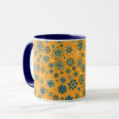  sneeuwvlokken op geel mok (Voorkant links)