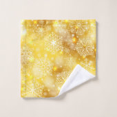 Sneeuwvlokken op gouden bodem bad handdoek (Wasdoekje)